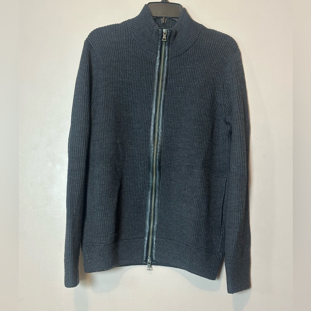 Vince Merino Full-Zip Sweater in Gray Size M